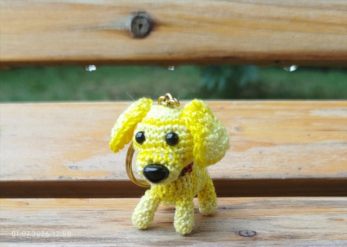 Handmade Amigurumi Dog Keychain 1,6"