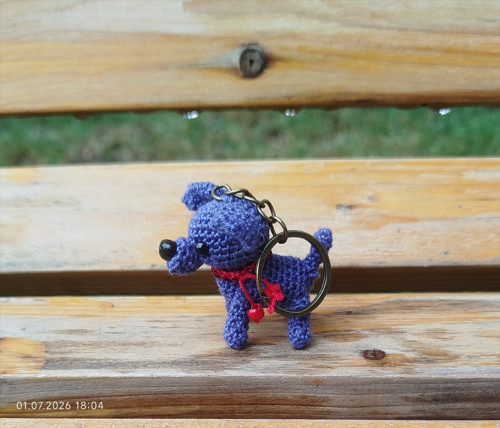Handmade Amigurumi Dog Keychain 1,6"