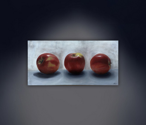 Gala - originální malba jablek, 30 x 60 cm
