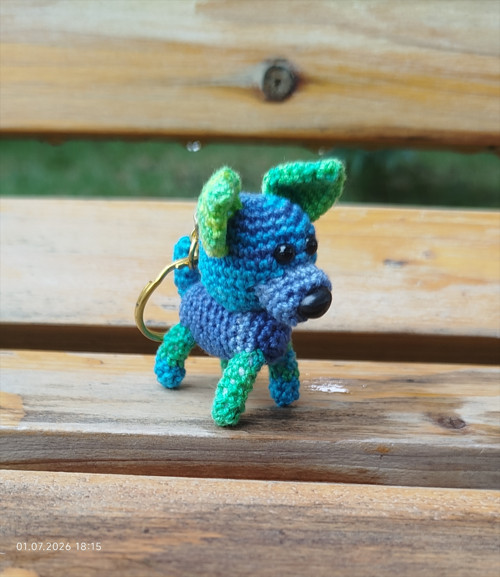 Handmade Amigurumi Dog Keychain 2"