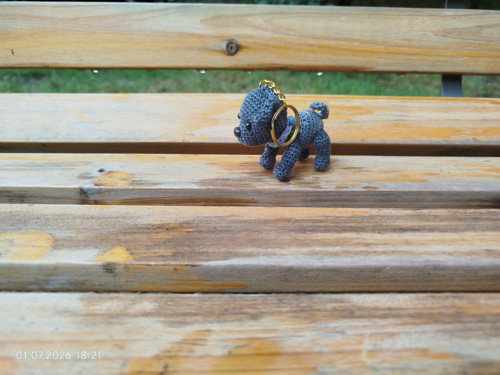 Handmade Amigurumi Dog Keychain 2"