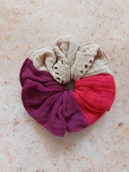 Mušelínová gumička do vlasů scrunchie - MIX