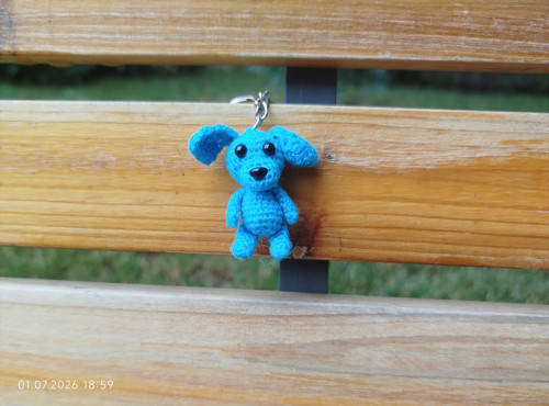 Handmade Amigurumi Dog Puppy Keychain 1,2"