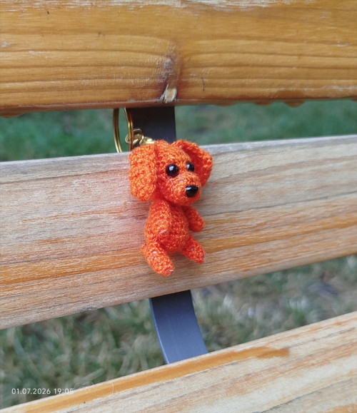 Handmade Amigurumi Dog Puppy Keychain 1,2"