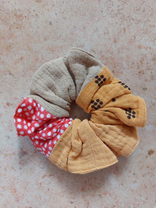 Mušelínová gumička do vlasů scrunchie - MIX