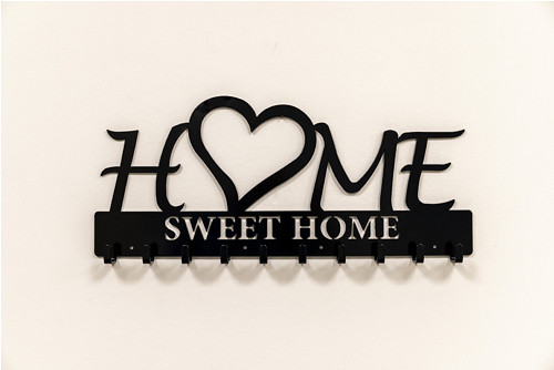 Nástěnný věšák HOME SWEET HOME černý