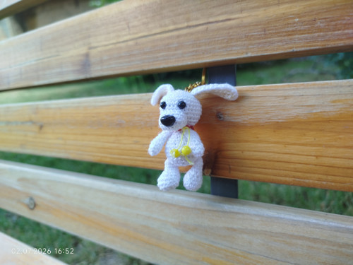 Handmade Amigurumi Dog Keychain 1,6"