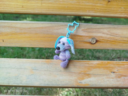 Handmade Amigurumi Dog Keychain 1,6"