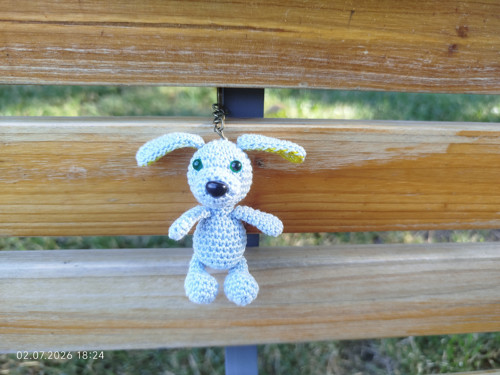 Handmade Amigurumi Dog Keychain 2"
