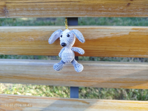 Handmade Amigurumi Dog Keychain 2"