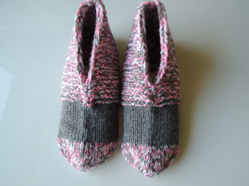 Pletené papuče č. 40-41 růžovo-šedé, ozn.B19