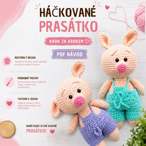 Háčkované prasátko v kalhotkách - PDF Návod