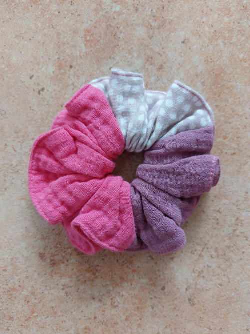 Mušelínová gumička do vlasů scrunchie - MIX
