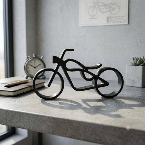 Stylová figurka motorky – minimalistický model