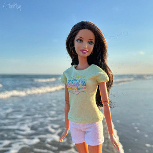 Escape to the shore - tričko pro Barbie pistáciové
