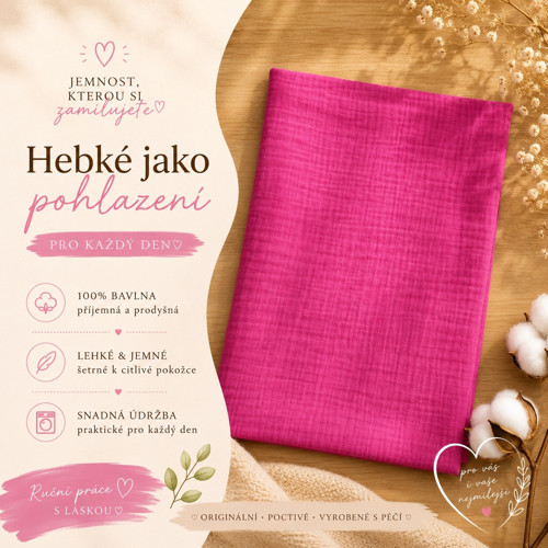 Plenka - mušelín- růžová