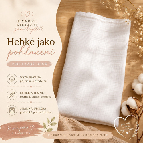 Plenka - mušelín- Bílá — foto 1
