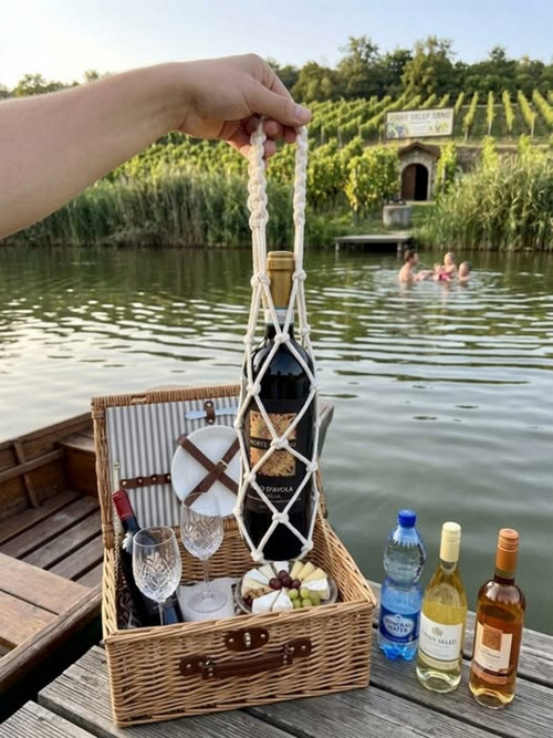 Dárková Boho taška na vino MINI