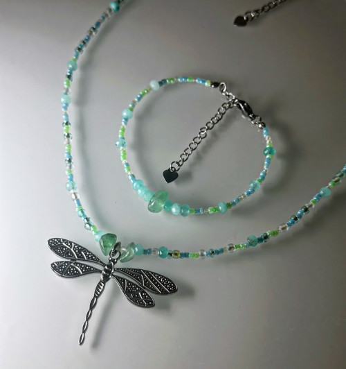 Set Dragonfly s akvamarínem