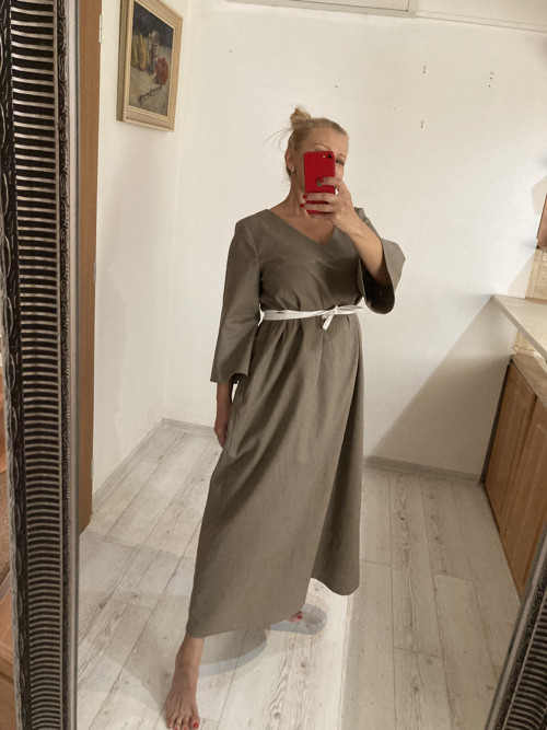MAXI ľanové šaty /STONE/ – minimalistické
