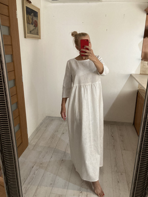 MAXI Ľanové šaty – pohodlné minimalistické