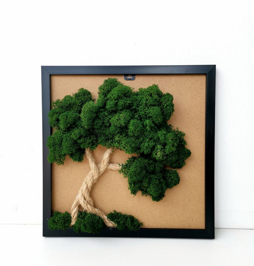 Mechový obrázek, strom 22x22cm