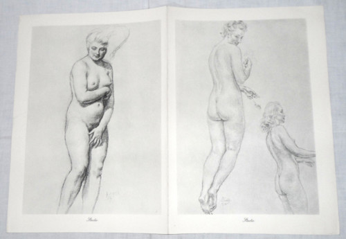 Grafický DVOJLIST • Max Švabinský, akt studie