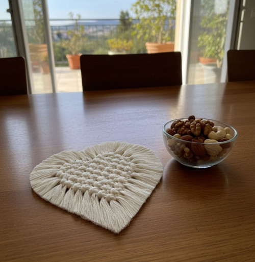 Macramé podložka - srdce