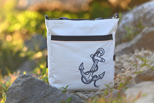 Dámská kabelka/crossbody taška krémová-modrá kotva