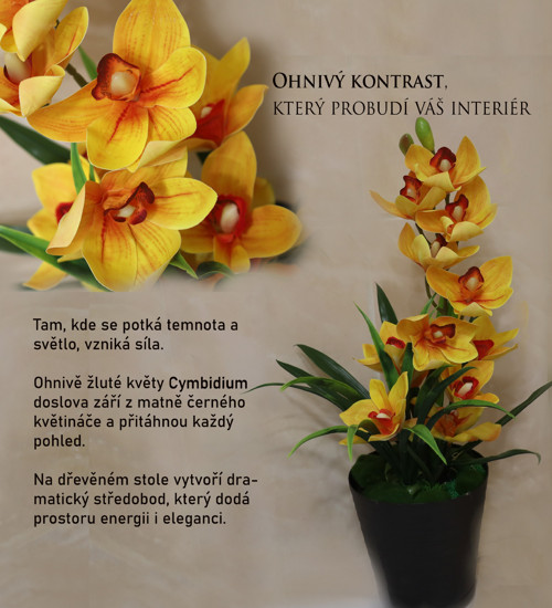 Zlaté cymbidium - umělá dekorace