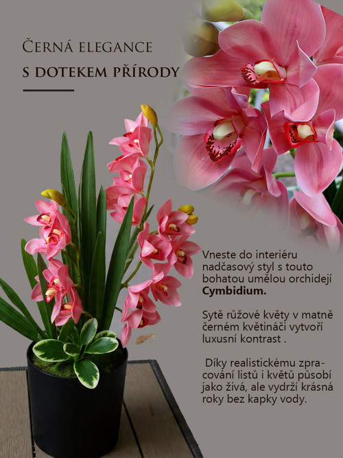 Růžovécymbidium - umělá dekorace