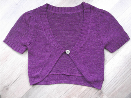 Purpurová pletená vestička,bolerko ?? Vel: S, M,