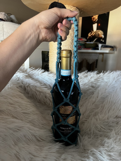 Dárková Boho taška na vino MINI modrá