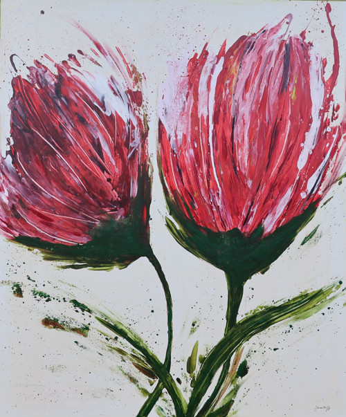 Dva Květy - originální akrylový obraz - 100x120