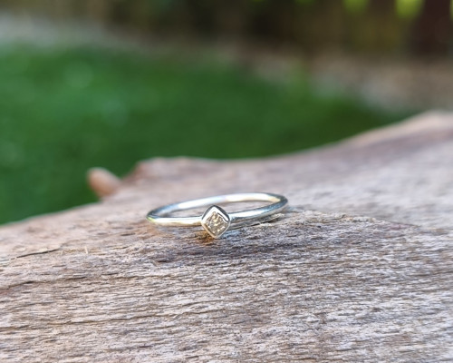 Strieborný (Ag925) Prsteň surovým Diamantom