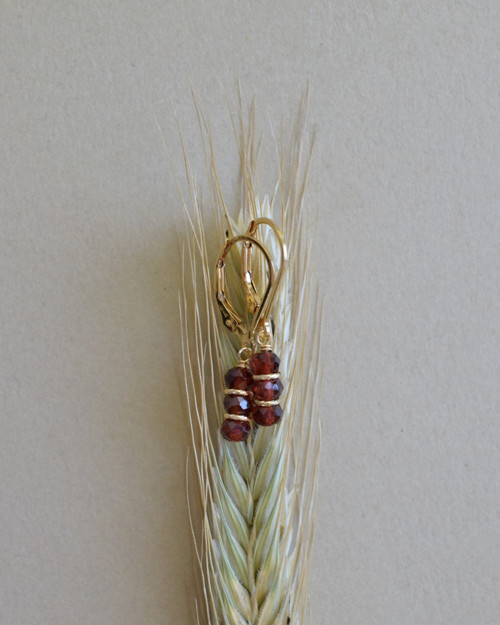 Granátkové, gold filled náušnice