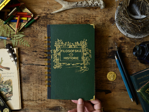 Filosofská historie - upcyklovaný zápisník/skicák