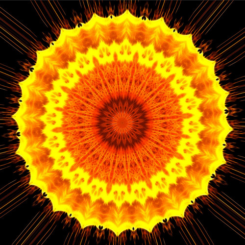 Panel z kočárkoviny 30x30 cm: Mandala ohnivá