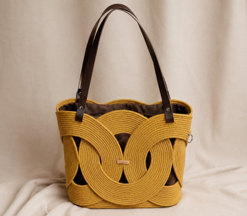 Handmade kabelka-Laura L hořčice