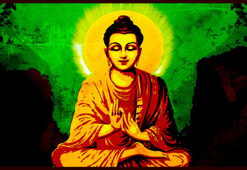 Panel bavlněný 16x11 cm: Budha barevný — foto 1