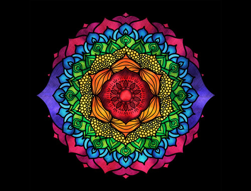 Panel bavlněný 16x11 cm: Mandala čakrová — foto 1