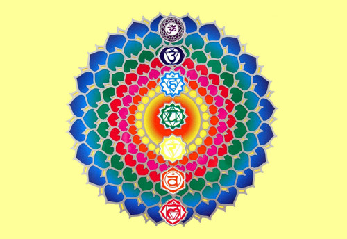 Panel bavlněný 16x11 cm: Mandala čakrová II
