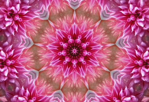 Panel bavlněný 16x11 cm: Mandala růžová