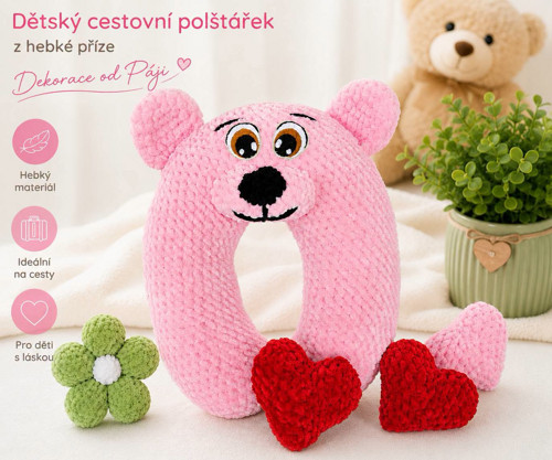 Dětský háčkovaný cestovní polštářek