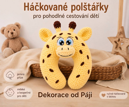 Dětský háčkovaný cestovní polštářek