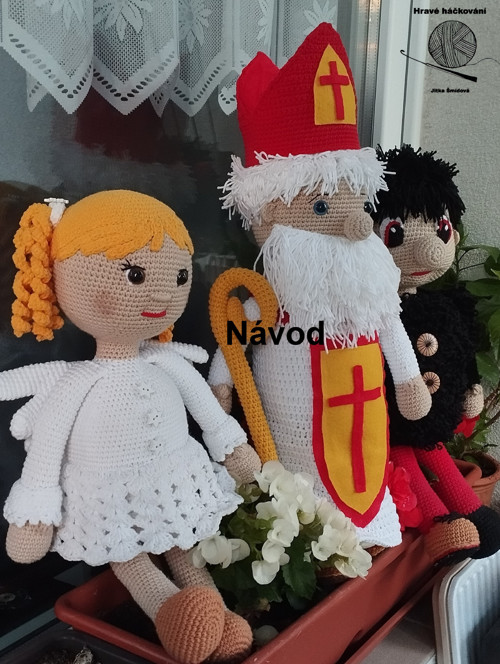 Háčkovaný set figurek_Mikuláš, čert, anděl - NÁVOD