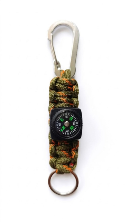 Přívěsek s vpleteným mini kompasem (green camo)
