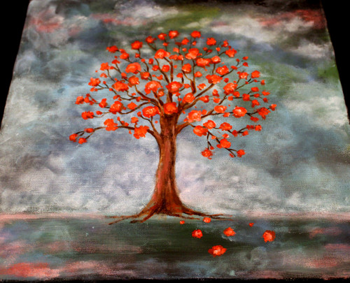 Strom života - obraz - plátno 40x40cm - akryl