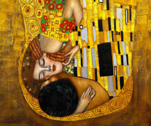 Panel bavlněný 30x25 cm: Polibek Klimt