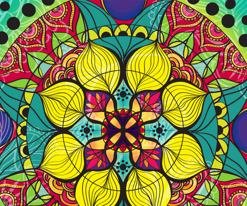 Panel bavlněný 30x25 cm: Barevná mandala — foto 1